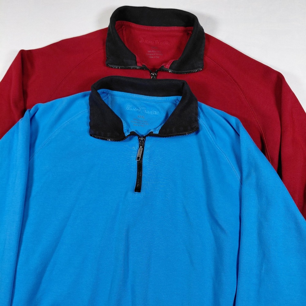 Boston Traders Mens 3XL 100% Pima Cotton 1/4 Zip Pullover Sweatshirt 2 Shirt Lot